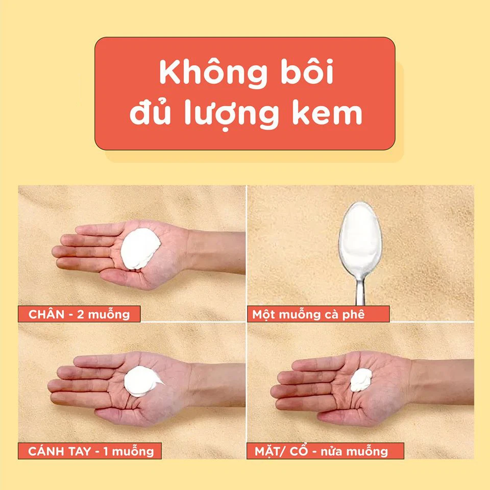 Bôi không đủ lượng kem chống nắng khiến cho hiệu quả chống nắng không được cao